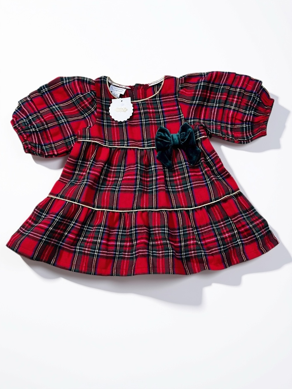 NWT Mud Pie Baby Girl Red Plaid Christmas Dress